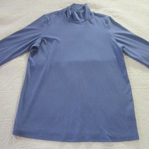 Eileen Fisher Top M Viscose Jersey Mock Neck Slim Periwinkle Blue